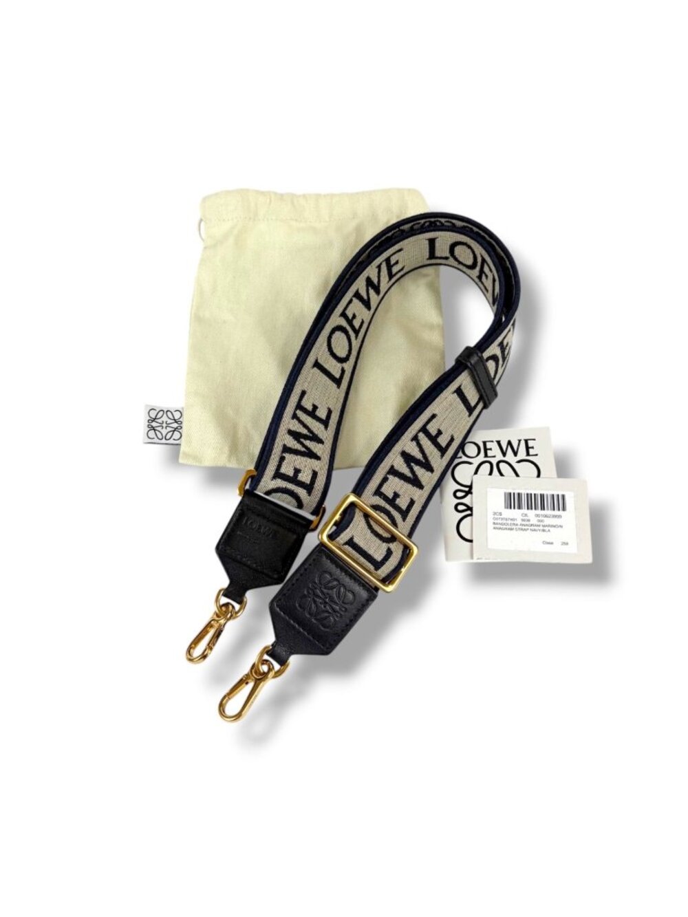 Loewe Anagram Strap Navy Gold Handbag